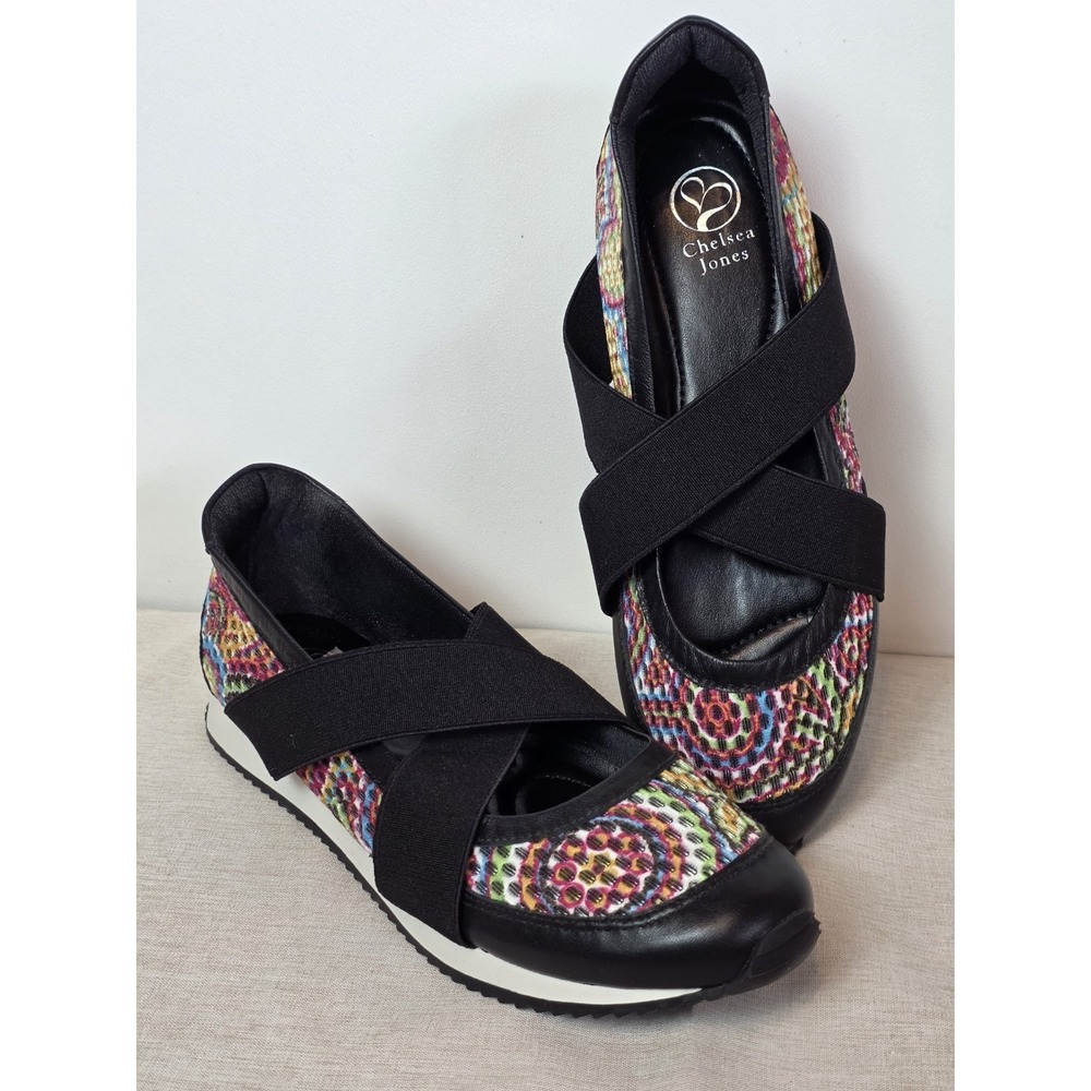 Chelsea Jones Women's Tuck Walking Shoes Sz 8 Mary Jane Sneakers Black Pink Mesh